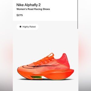 Nike Alphafly 2 Women's Road Racing Shoes Size 8.5 🍊🧡 Orange/Bright Crimson